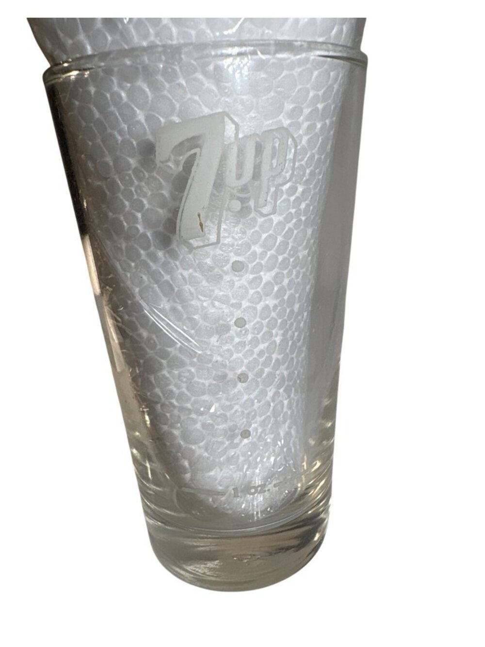 Vintage 7up Glass Dot Lined Measure ACL Syrup Soda Fountain Advertising 4.5"